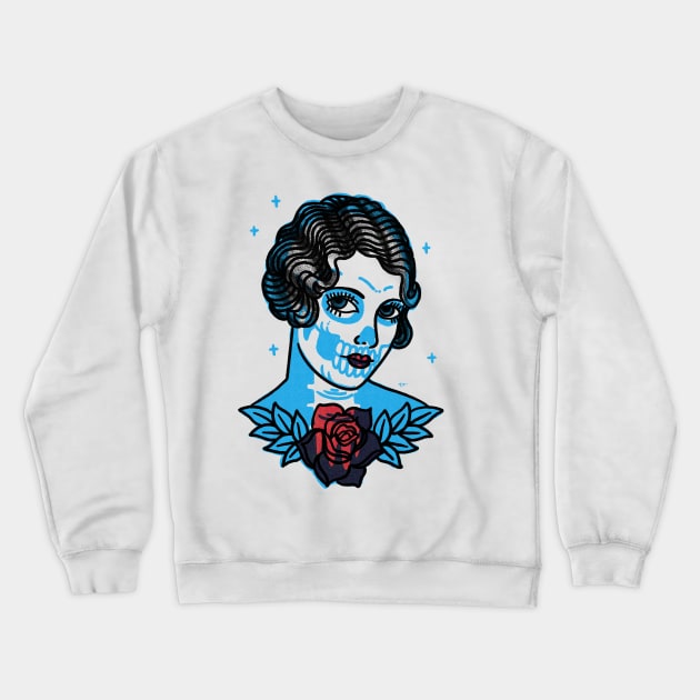 Lady Rose Day of the Dead Crewneck Sweatshirt by Travis Knight